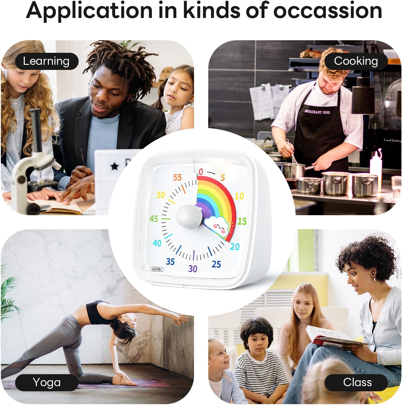 Visual Timer with Night Light, 60 Minute Countdown, Light Blue | 3 Alarm Modes, Mute Flash, for Kids and Adults, Time Management Tool for Classroom, Home, School, and Work