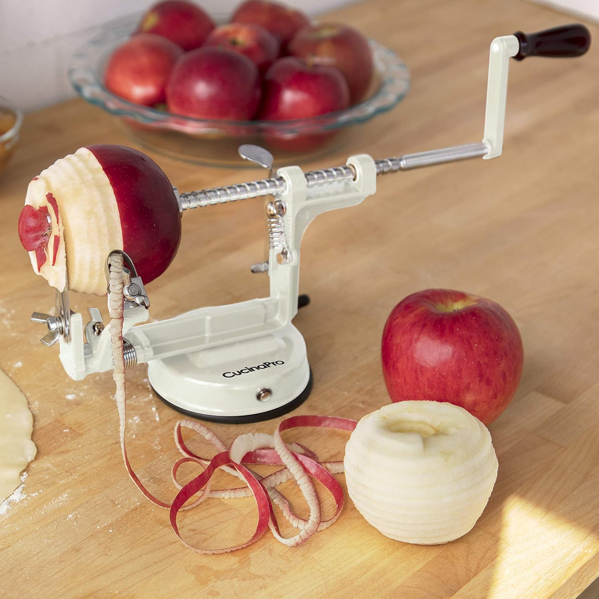 Apple Peeler and Corer, Durable Heavy Duty Chrome Cast Iron, Suction Base