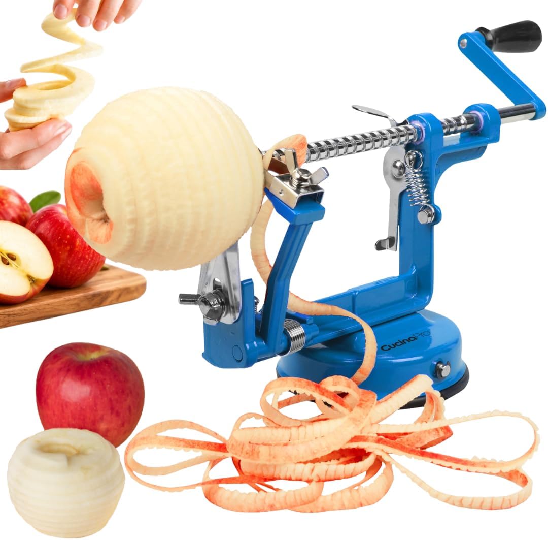 Apple Peeler and Corer, Durable Heavy Duty Chrome Cast Iron, Suction Base