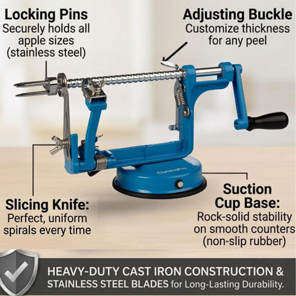 Apple Peeler and Corer, Durable Heavy Duty Chrome Cast Iron, Suction Base