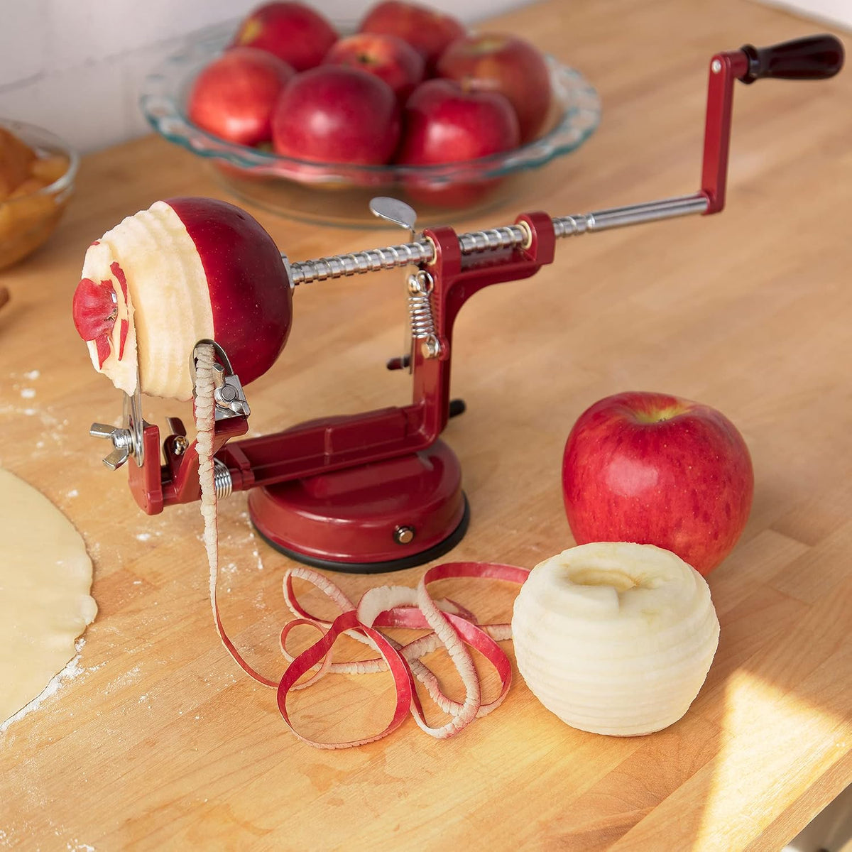 Apple Peeler and Corer, Durable Heavy Duty Chrome Cast Iron, Suction Base