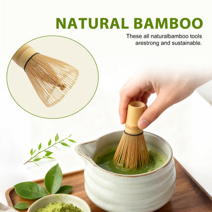 Matcha Whisk Set, 7 Pcs Ceramic Matcha Kit, Include Matcha Bowl, Bamboo Whisk (Chasen), Scoop (Chashaku), Stainless Steel Sifter, Whisk Stand, Scoop Rest, Tea Towel, Matcha Set for Matcha Lovers