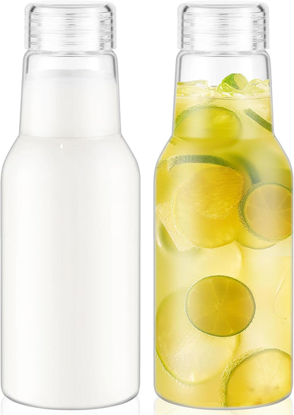 17 Oz Glass Juice Bottles with Lids, 2 Pack Glass Bottles