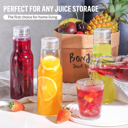 17 Oz Glass Juice Bottles with Lids, 2 Pack Glass Bottles