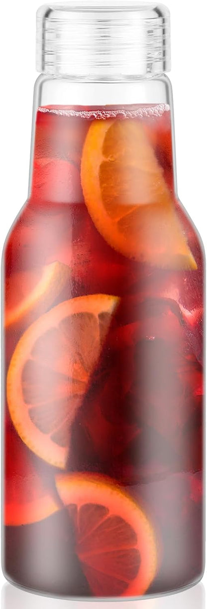 17 Oz Glass Juice Bottles with Lids, 2 Pack Glass Bottles