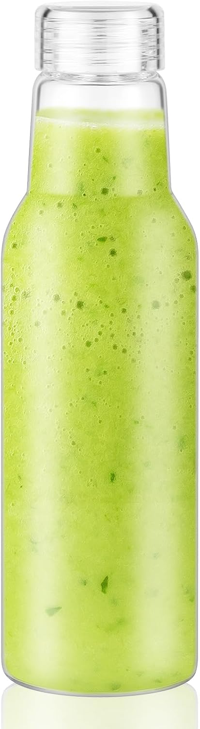 17 Oz Glass Juice Bottles with Lids, 2 Pack Glass Bottles