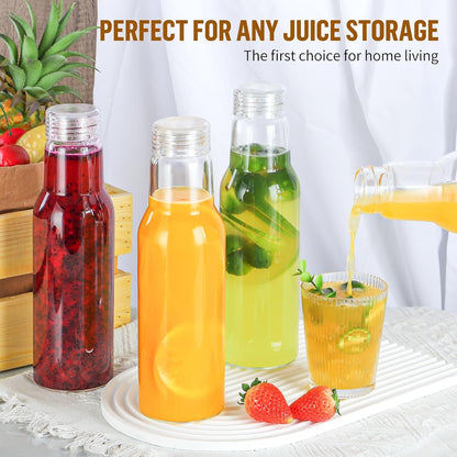 17 Oz Glass Juice Bottles with Lids, 2 Pack Glass Bottles