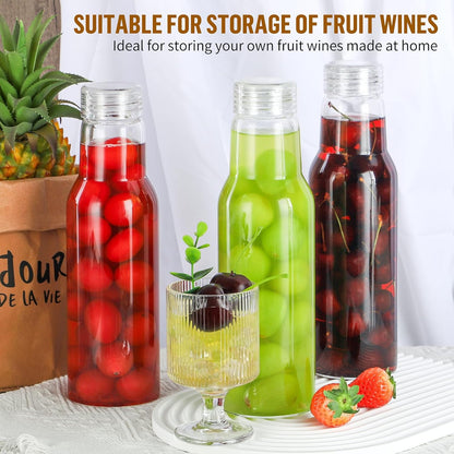 17 Oz Glass Juice Bottles with Lids, 2 Pack Glass Bottles