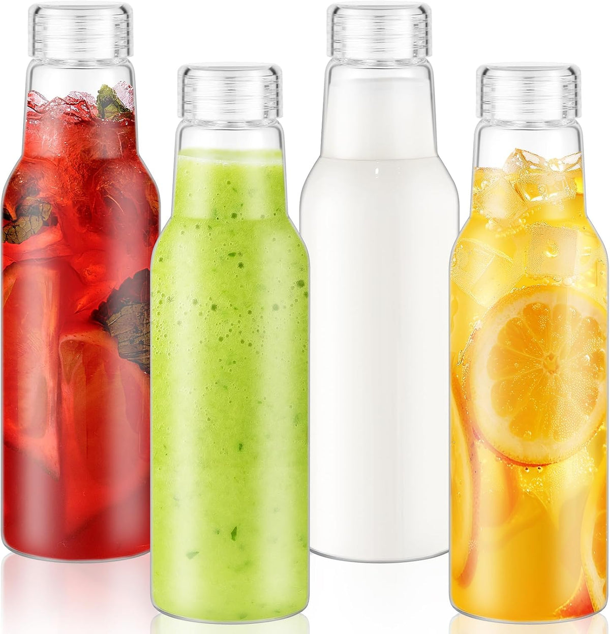 17 Oz Glass Juice Bottles with Lids, 2 Pack Glass Bottles