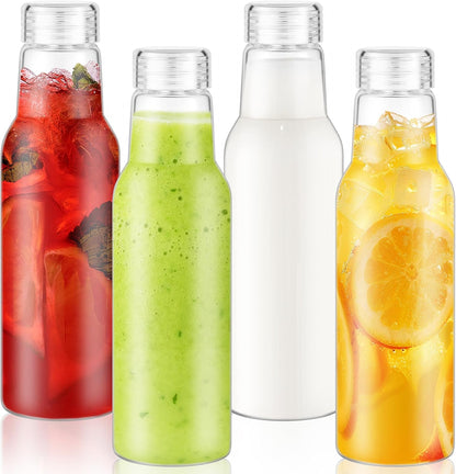 17 Oz Glass Juice Bottles with Lids, 2 Pack Glass Bottles