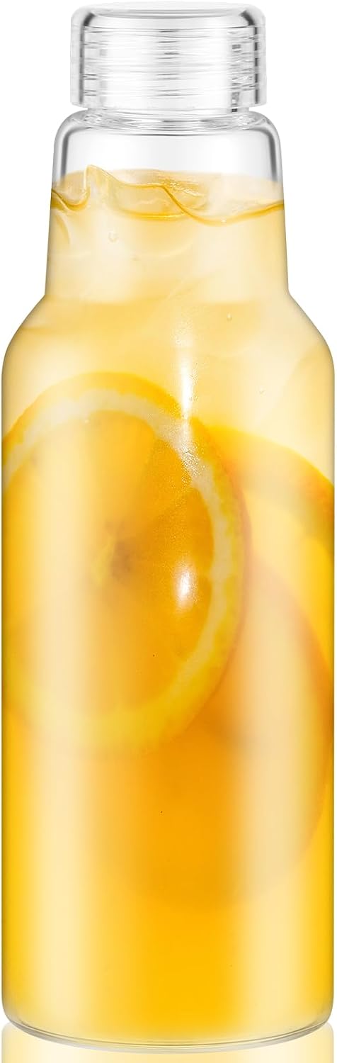 17 Oz Glass Juice Bottles with Lids, 2 Pack Glass Bottles