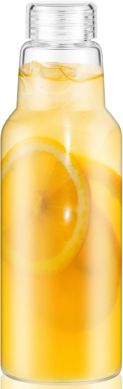 17 Oz Glass Juice Bottles with Lids, 2 Pack Glass Bottles