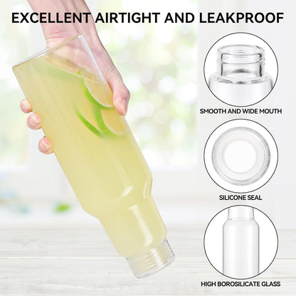 17 Oz Glass Juice Bottles with Lids, 2 Pack Glass Bottles