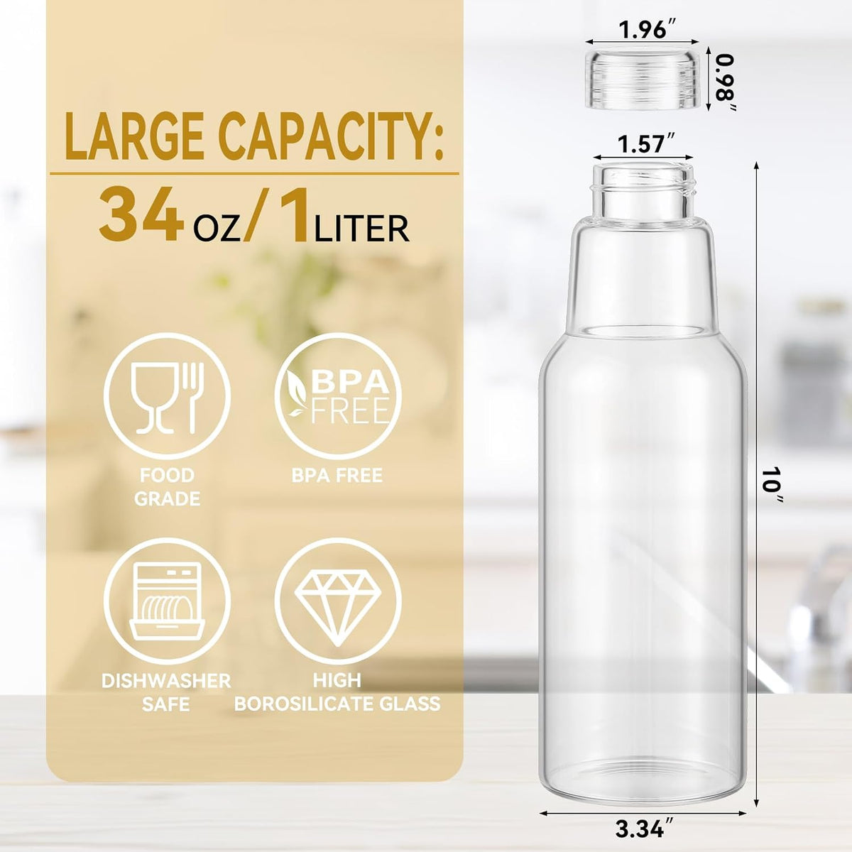 17 Oz Glass Juice Bottles with Lids, 2 Pack Glass Bottles