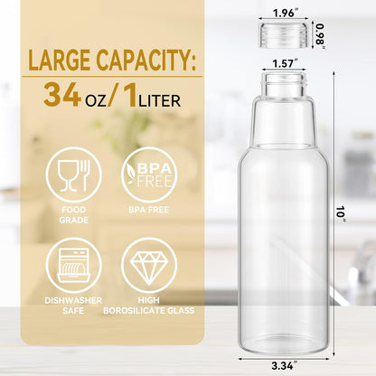 17 Oz Glass Juice Bottles with Lids, 2 Pack Glass Bottles