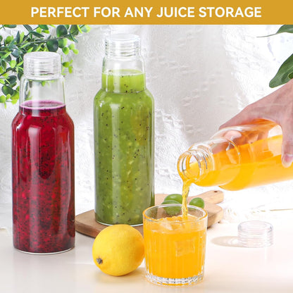 17 Oz Glass Juice Bottles with Lids, 2 Pack Glass Bottles