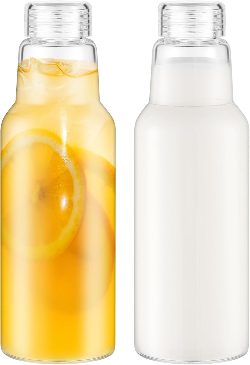 17 Oz Glass Juice Bottles with Lids, 2 Pack Glass Bottles