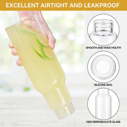 17 Oz Glass Juice Bottles with Lids, 2 Pack Glass Bottles