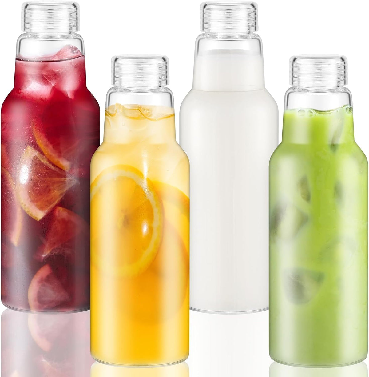 17 Oz Glass Juice Bottles with Lids, 2 Pack Glass Bottles