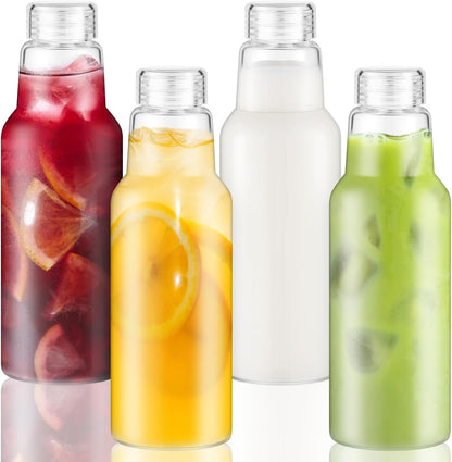 17 Oz Glass Juice Bottles with Lids, 2 Pack Glass Bottles