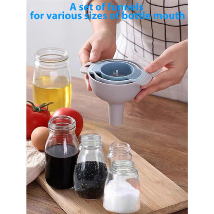 Set of 4 Funnels for Filling Bottles, BPA-Free Food Grade Kitchen Funnels with Detachable Strainer Filter for Kitchen Use Oil, Liquid, Dry Ingredients and Powder