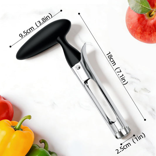 Apple Corer, Apple Corer Tool, Premium Stainless Steel Core Remover Tool | Apple Core with Ergonomic Non-Slip Handle, Sharp Serrated Blade for Easy Core Removal, For Apples, Pears and Bell Peppers