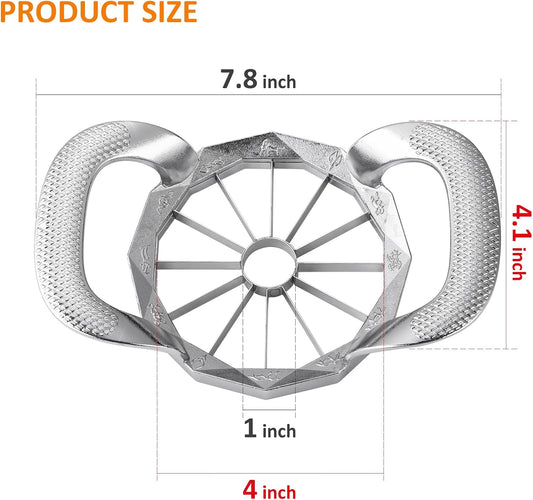 Apple Slicer, HEAVY DUTY Apple Corer, 12-Blade Stainless Steel Apple Cutter Divider Pitter ，Sturdy and Sharp Durable Integrated Design for Apple, Potato, Onion and More