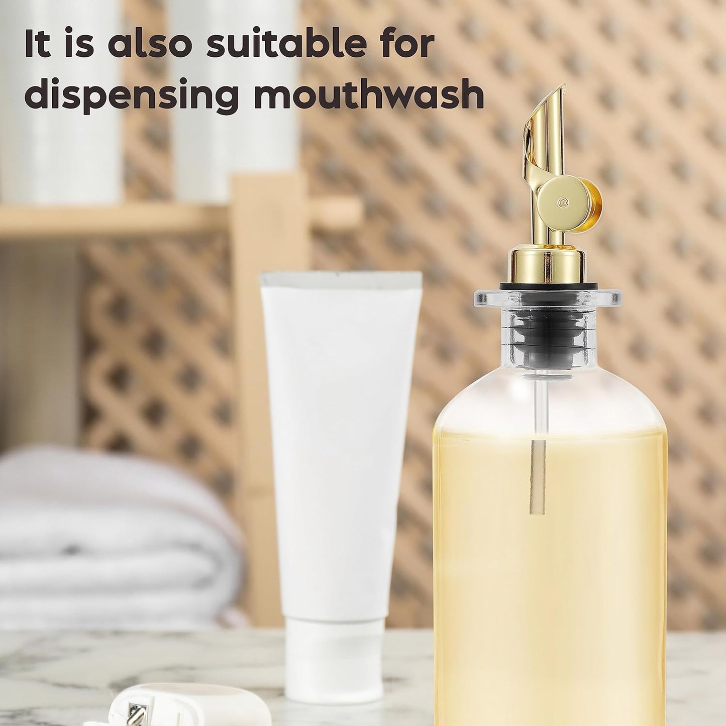 Oil Dispenser for Kitchen, Glass Olive Oil Dispenser Bottle Set of 2, Gold