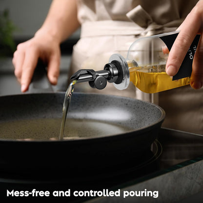Oil Dispenser for Kitchen, Glass Olive Oil Dispenser Bottle Set of 2, Gold