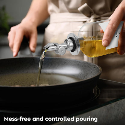 Oil Dispenser for Kitchen, Glass Olive Oil Dispenser Bottle Set of 2, Gold