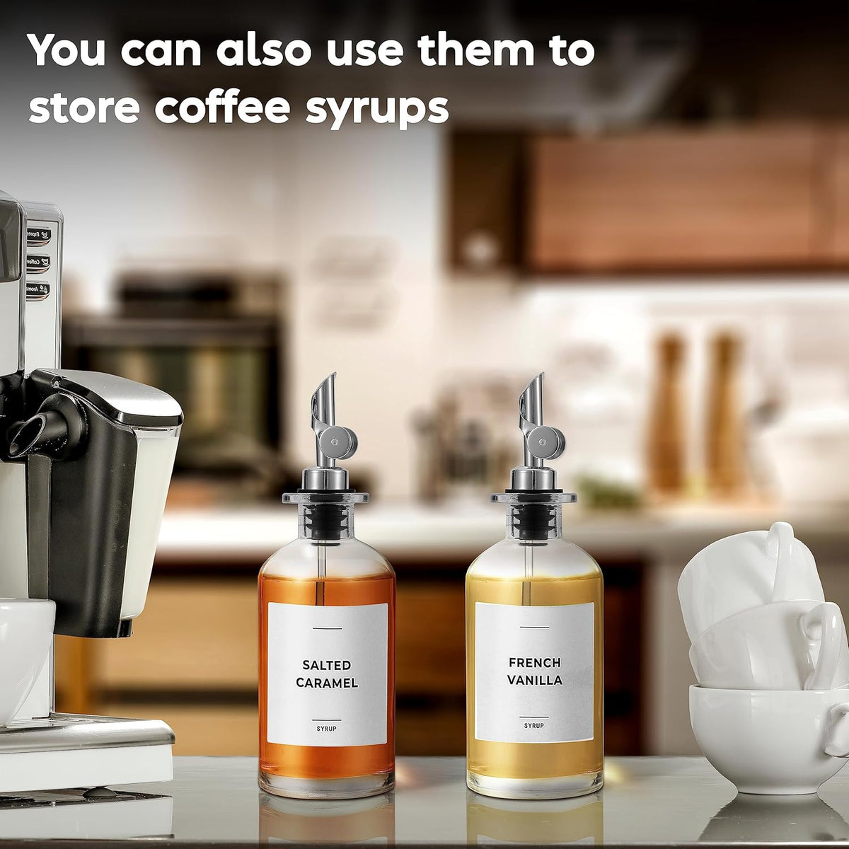 Oil Dispenser for Kitchen, Glass Olive Oil Dispenser Bottle Set of 2, Gold