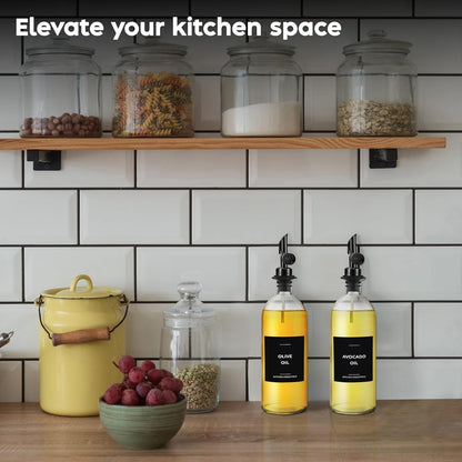Oil Dispenser for Kitchen, Glass Olive Oil Dispenser Bottle Set of 2, Gold