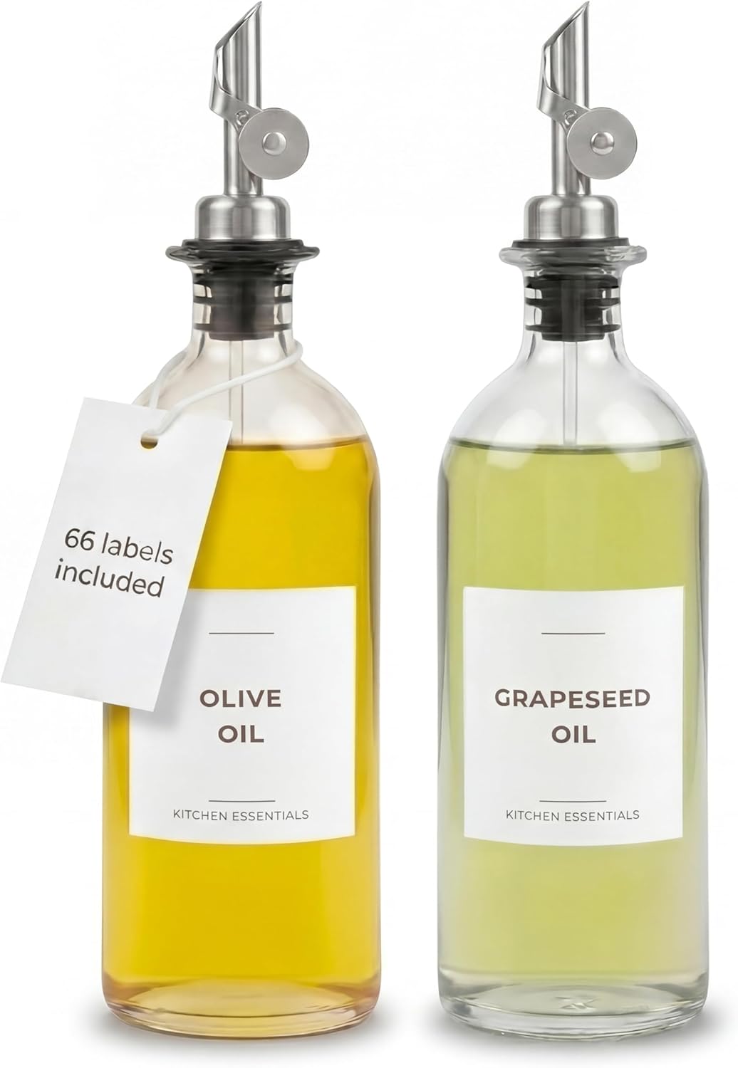 Oil Dispenser for Kitchen, Glass Olive Oil Dispenser Bottle Set of 2, Gold