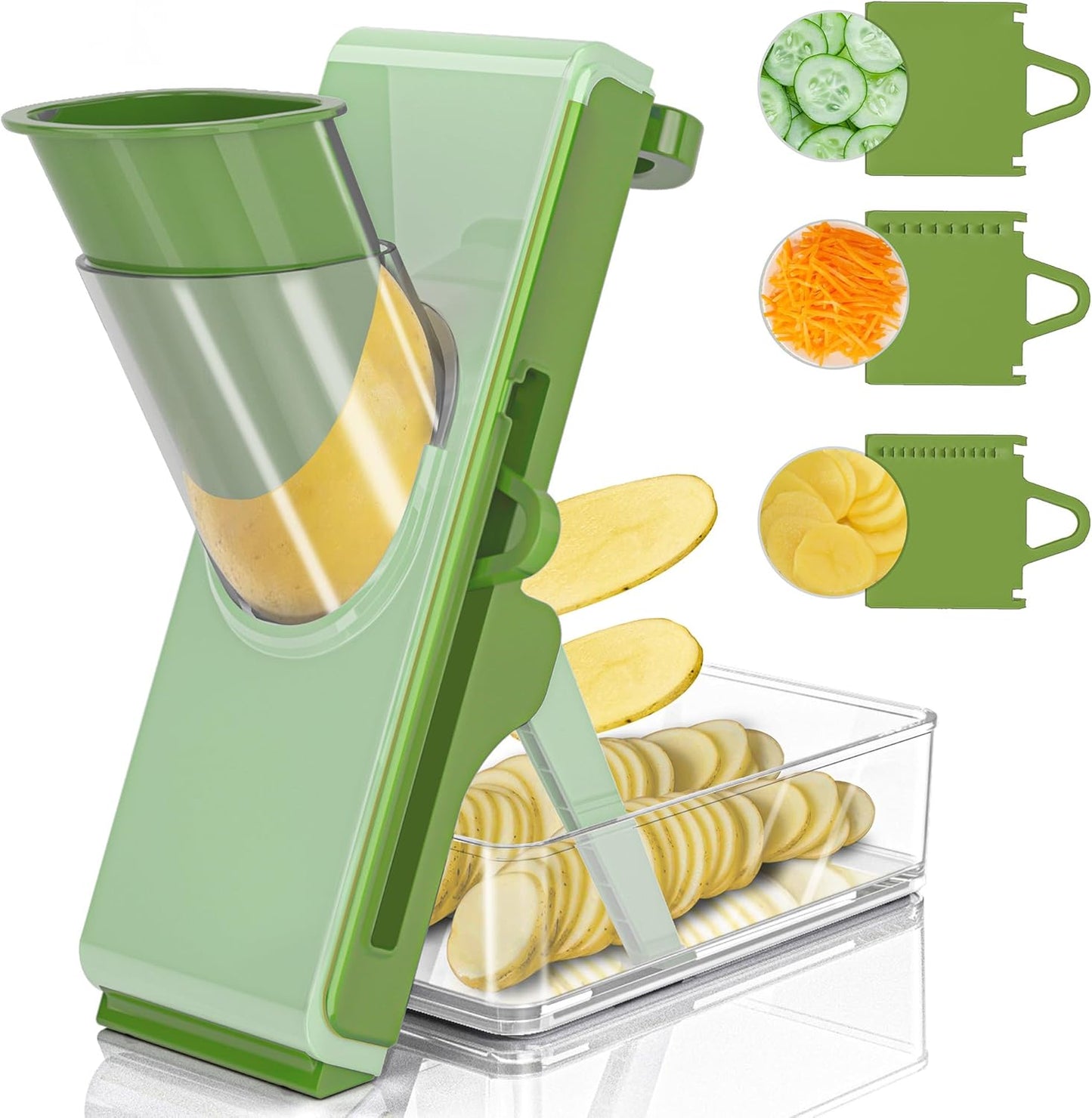 Mandoline Slicer Safe Multifunctional Dicer Adjustable Commercial Slicer Machine Stainless Steel Chopper (White Light Grey)