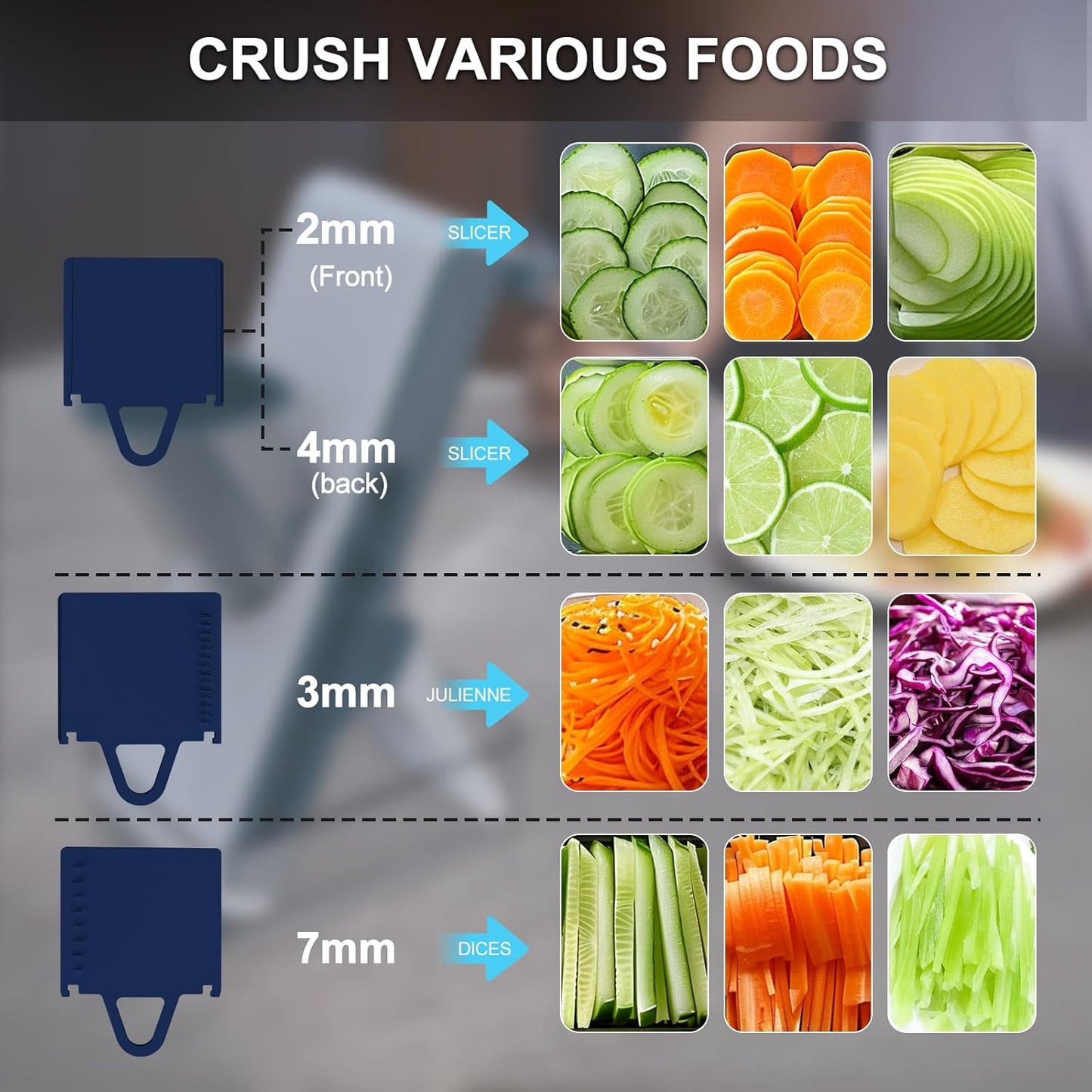 Mandoline Slicer Safe Multifunctional Dicer Adjustable Commercial Slicer Machine Stainless Steel Chopper (White Light Grey)