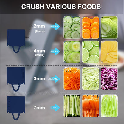 Mandoline Slicer Safe Multifunctional Dicer Adjustable Commercial Slicer Machine Stainless Steel Chopper (White Light Grey)