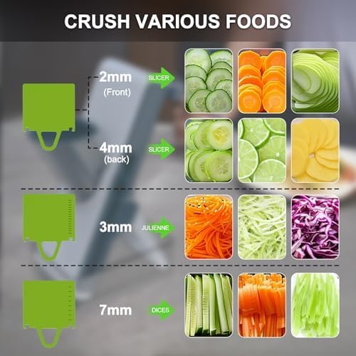 Mandoline Slicer Safe Multifunctional Dicer Adjustable Commercial Slicer Machine Stainless Steel Chopper (White Light Grey)
