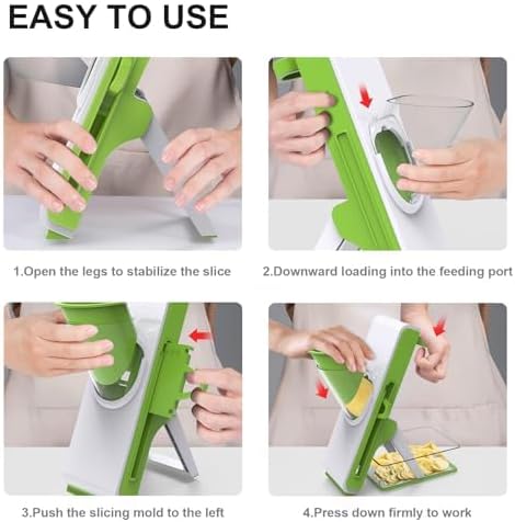Mandoline Slicer Safe Multifunctional Dicer Adjustable Commercial Slicer Machine Stainless Steel Chopper (White Light Grey)