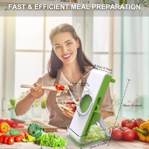 Mandoline Slicer Safe Multifunctional Dicer Adjustable Commercial Slicer Machine Stainless Steel Chopper (White Light Grey)