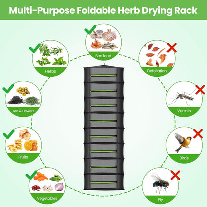 MEKOLIFE 8-Layer Herb Drying Rack Hanging, Large Capacity Mesh Net | 23.62 Inch with Zipper, S-Hooks and Bonus Garden Pruning Shears, for Herbs, Flowers, Plants, Indoor and Outdoor Use