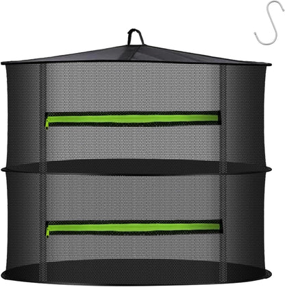 MEKOLIFE 8-Layer Herb Drying Rack Hanging, Large Capacity Mesh Net | 23.62 Inch with Zipper, S-Hooks and Bonus Garden Pruning Shears, for Herbs, Flowers, Plants, Indoor and Outdoor Use