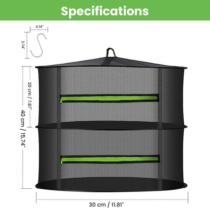 MEKOLIFE 8-Layer Herb Drying Rack Hanging, Large Capacity Mesh Net | 23.62 Inch with Zipper, S-Hooks and Bonus Garden Pruning Shears, for Herbs, Flowers, Plants, Indoor and Outdoor Use