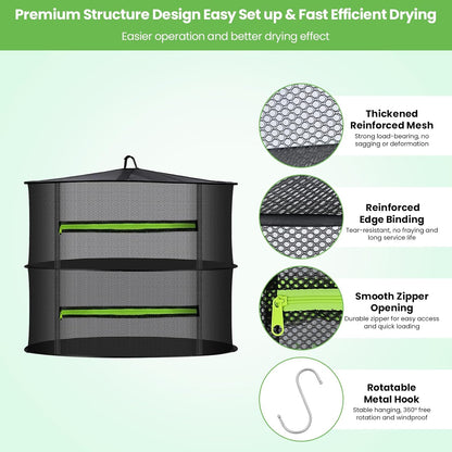 MEKOLIFE 8-Layer Herb Drying Rack Hanging, Large Capacity Mesh Net | 23.62 Inch with Zipper, S-Hooks and Bonus Garden Pruning Shears, for Herbs, Flowers, Plants, Indoor and Outdoor Use