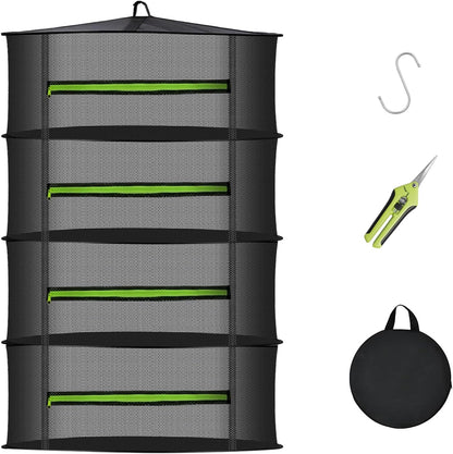MEKOLIFE 8-Layer Herb Drying Rack Hanging, Large Capacity Mesh Net | 23.62 Inch with Zipper, S-Hooks and Bonus Garden Pruning Shears, for Herbs, Flowers, Plants, Indoor and Outdoor Use