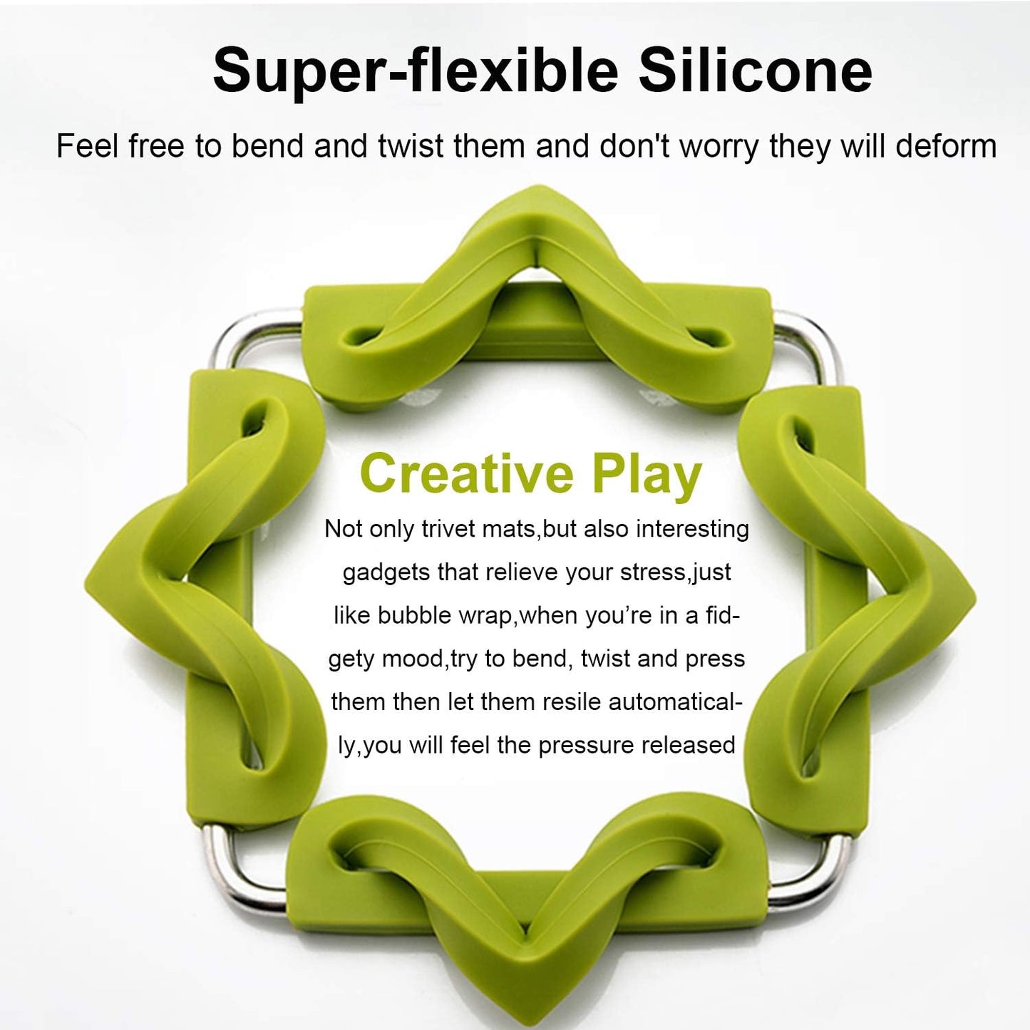 Set of 5 Silicone Trivet Mat Expandable Hot Pot Holder with Stainless Steel Frame for Home Kitchen Heat Resistant Insulated Hot Pads Coasters Table Dish Mat Tableware Placemat for Hot Pans Bowls