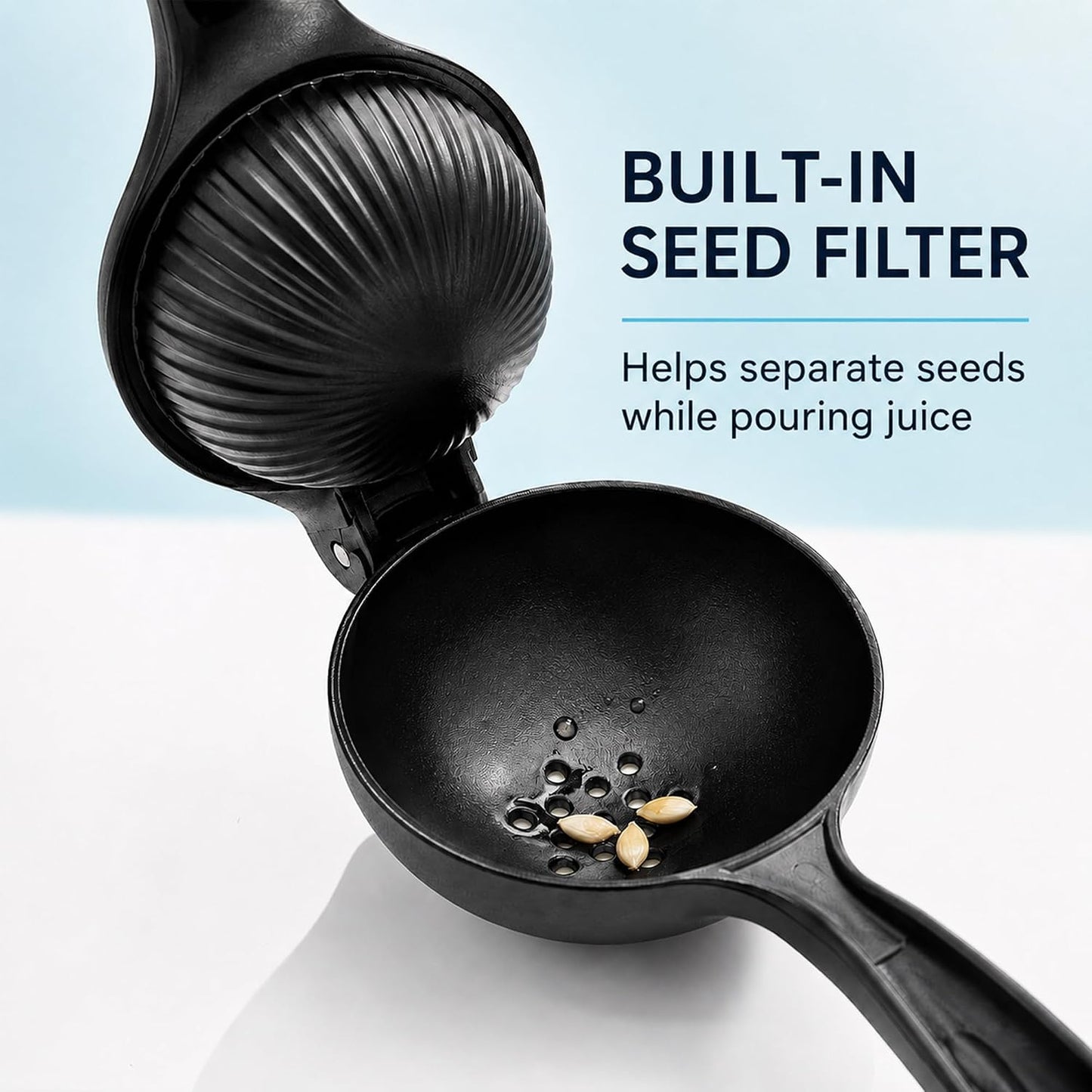 Heavy Duty Lemon Squeezer, Aluminium Alloy Manual Lemon Juicer Hand Press with Threaded Groove for Maximum Juice - Perfect for Limes, Small Oranges, Citrus Fruits (Black)