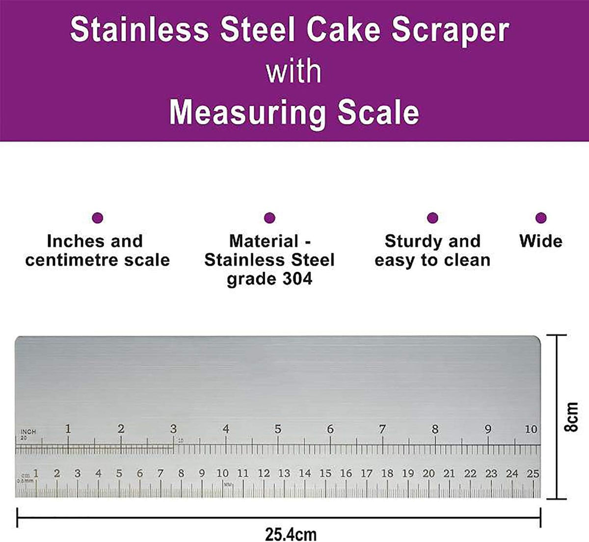 10inch Metal Cake Scraper，Stainless Steel Cake Edge Smoother for Buttercream, Cake Decorating Comb