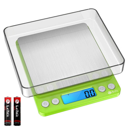 Digital Kitchen Scale, 3000g 0.01oz/ 0.1g Pocket Coffee Scale, Mini Food Scale, Pro Electronic Jewelry Scale with Back-Lit LCD Display, Tare & PCS Functions, Stainless Steel, Batteries Included