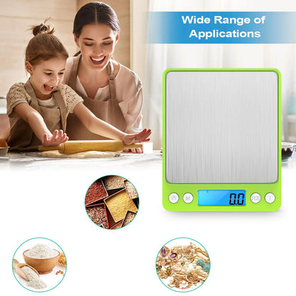 Digital Kitchen Scale, 3000g 0.01oz/ 0.1g Pocket Coffee Scale, Mini Food Scale, Pro Electronic Jewelry Scale with Back-Lit LCD Display, Tare & PCS Functions, Stainless Steel, Batteries Included