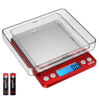 Digital Kitchen Scale, 3000g 0.01oz/ 0.1g Pocket Coffee Scale, Mini Food Scale, Pro Electronic Jewelry Scale with Back-Lit LCD Display, Tare & PCS Functions, Stainless Steel, Batteries Included